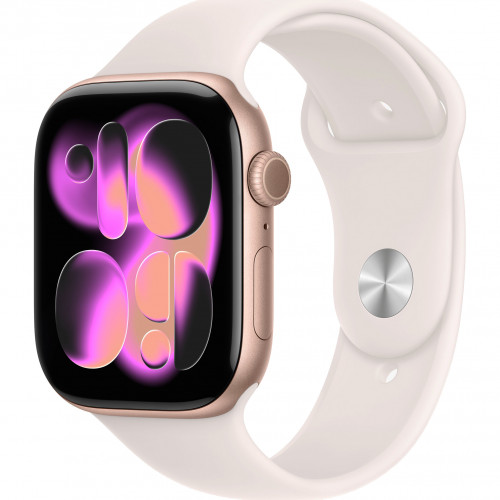 Apple Watch 11 42mm, Rose Gold Aluminum, Light Blush Sport Band, M/L