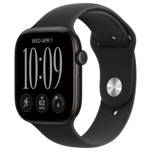 Apple Watch 12 42mm, Black Aluminum, Black Sport Band, S/M