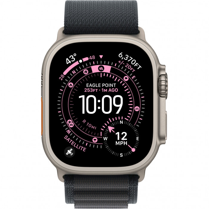 Apple Watch Ultra 3 49mm, Natural Titanium, Alpine Loop Black, L