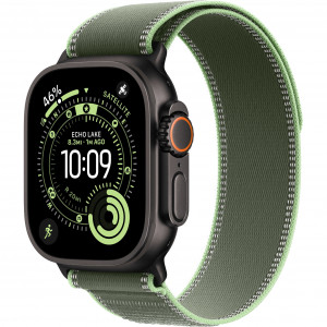 Apple Watch Ultra 3 49mm, Black Titanium, Trail Loop Green/Neon, S/M