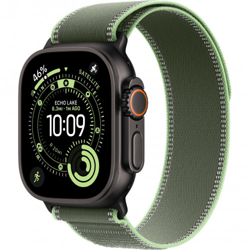 Apple Watch Ultra 3 49mm, Black Titanium, Trail Loop Green/Neon, S/M