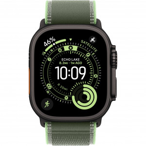 Apple Watch Ultra 3 49mm, Black Titanium, Trail Loop Green/Neon, S/M