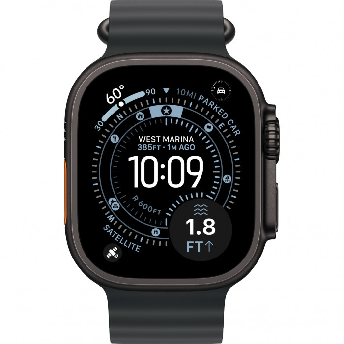 Apple Watch Ultra 3 49mm, Black Titanium, Ocean Band Black
