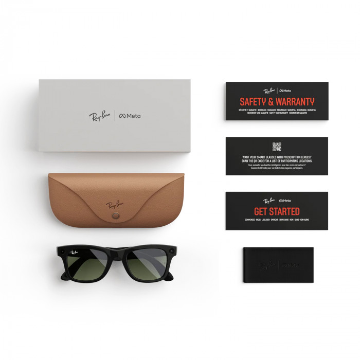 Умные очки Ray-Ban Meta Wayfarer (Gen 1) S50, Shiny Black/G-15 Green (RW4006)