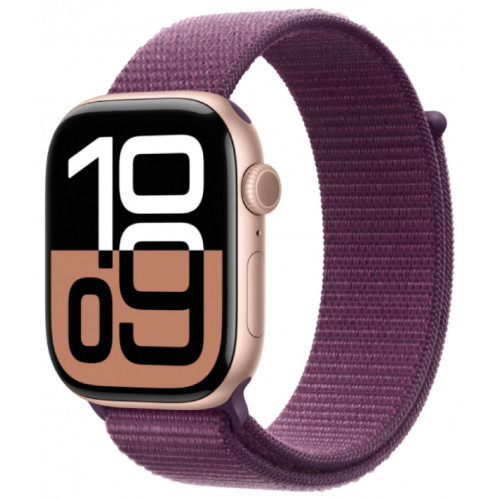 Apple Watch 10 42mm, Aluminium Rose Gold, Ремешок Plum Sport Loop
