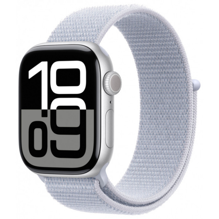 Apple Watch 10 42mm, Aluminium Silver, Ремешок Blue Cloud Sport Loop