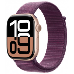 Apple Watch 10 46mm, Aluminium Rose Gold, Ремешок Plum Sport Loop