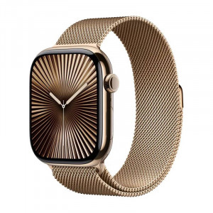 Apple Watch 10 46mm, Titanium Gold, Ремешок Gold Milanese Loop