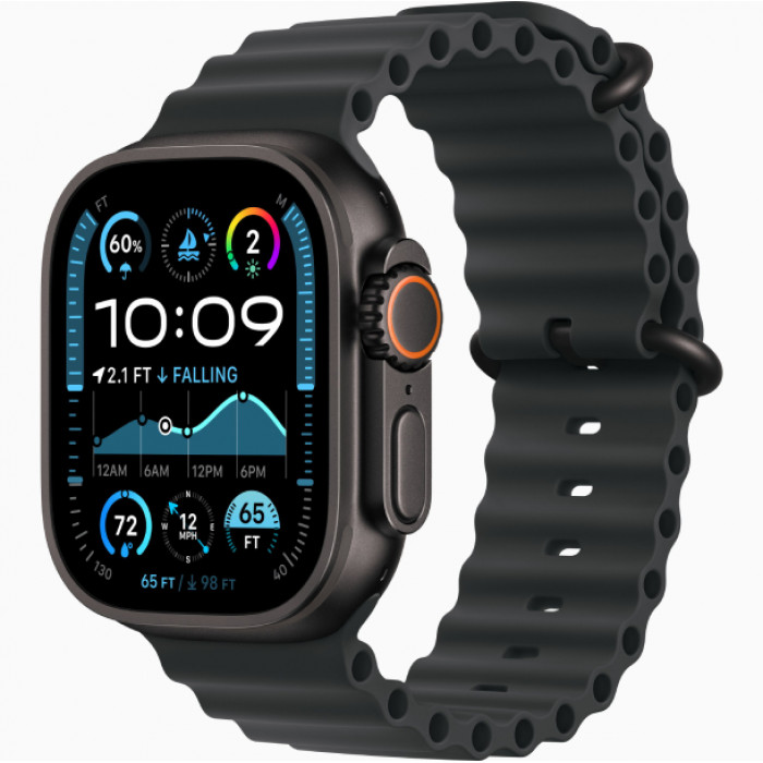 Apple Watch Ultra 2 GPS 49mm, Black Titanium, Ремешок Black Ocean Band