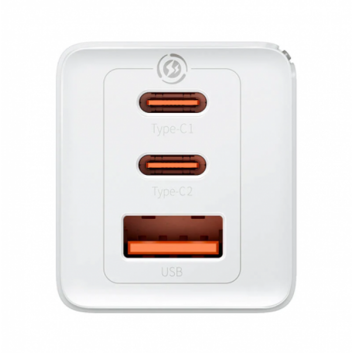 СЗУ Baseus Triple GaN5 2C+U 65W с кабелем, белый