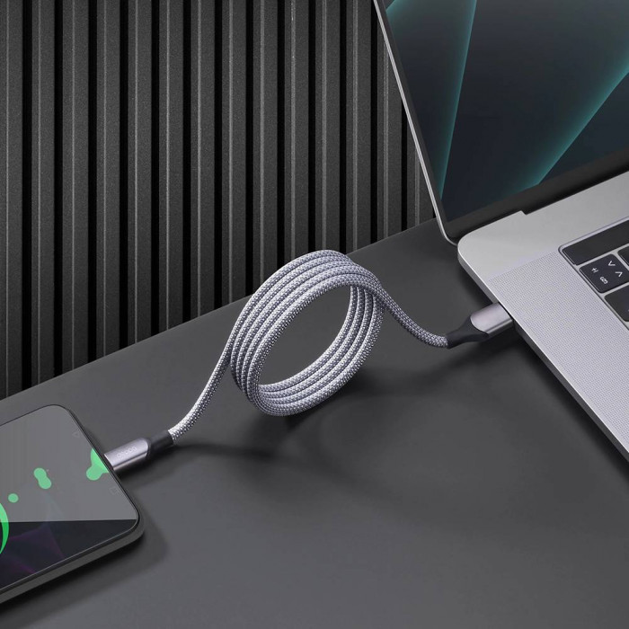 Дата-кабель Deppa Magneto, USB - USB-C 60W, 1.5м, серый