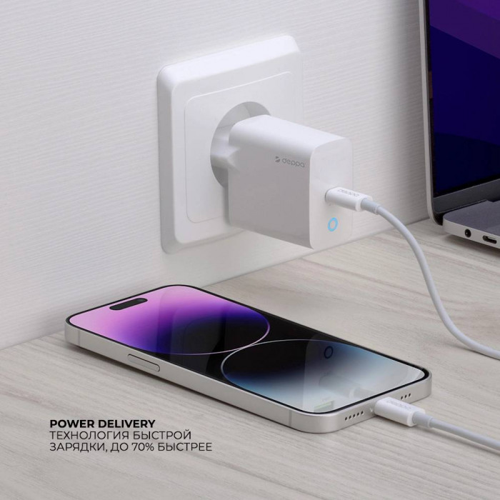 СЗУ Deppa Wall Charger 25W USB-C, белый