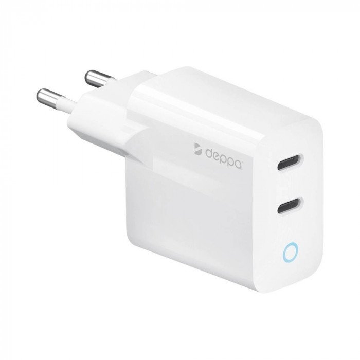 СЗУ Deppa Wall Charger 45W USB-C x 2, белый