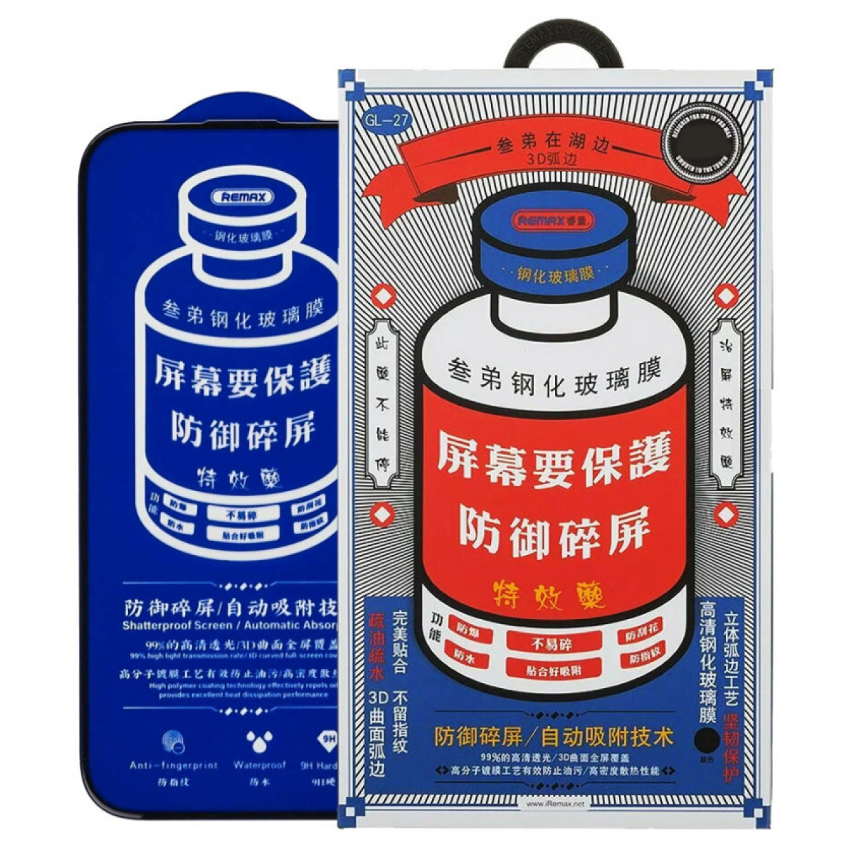 Защитное стекло 3D Remax iPhone 16 Pro Max, черная рамка