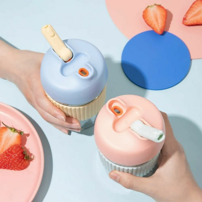 Термокружка Xiaomi Kiss Kiss Fish Rainbow 365ml G-U36W, розово-мятная