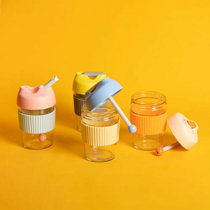 Термокружка Xiaomi Kiss Kiss Fish Rainbow 365ml G-U36W, розово-мятная