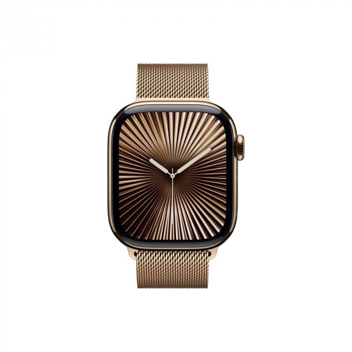 Apple Watch 10 42mm, Titanium Gold, Ремешок Gold Milanese Loop