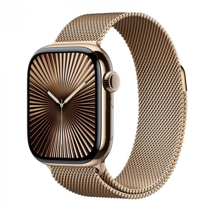Apple Watch 10 42mm, Titanium Gold, Ремешок Gold Milanese Loop