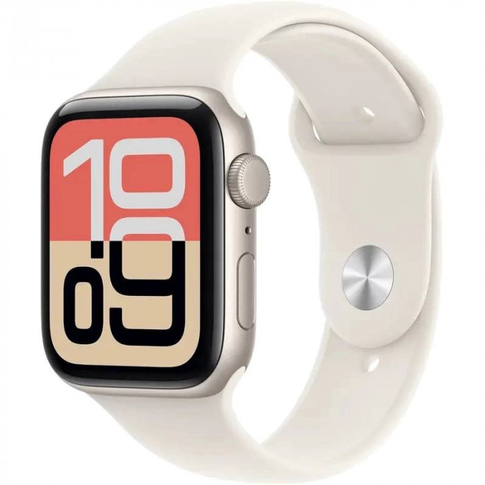 Apple Watch SE 3 (2025) 44mm, Starlight Aluminum, Starlight Sport Band, S/M