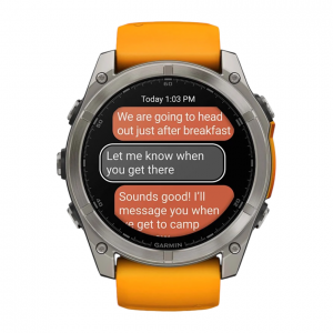 Умные часы Garmin Fenix 8 51mm Sapphire, Титановый серый, Ремешок оранжево-графитовый