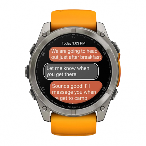 Умные часы Garmin Fenix 8 51mm Sapphire, Титановый серый, Ремешок оранжево-графитовый
