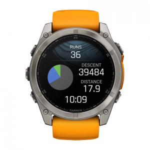 Умные часы Garmin Fenix 8 51mm Sapphire, Титановый серый, Ремешок оранжево-графитовый