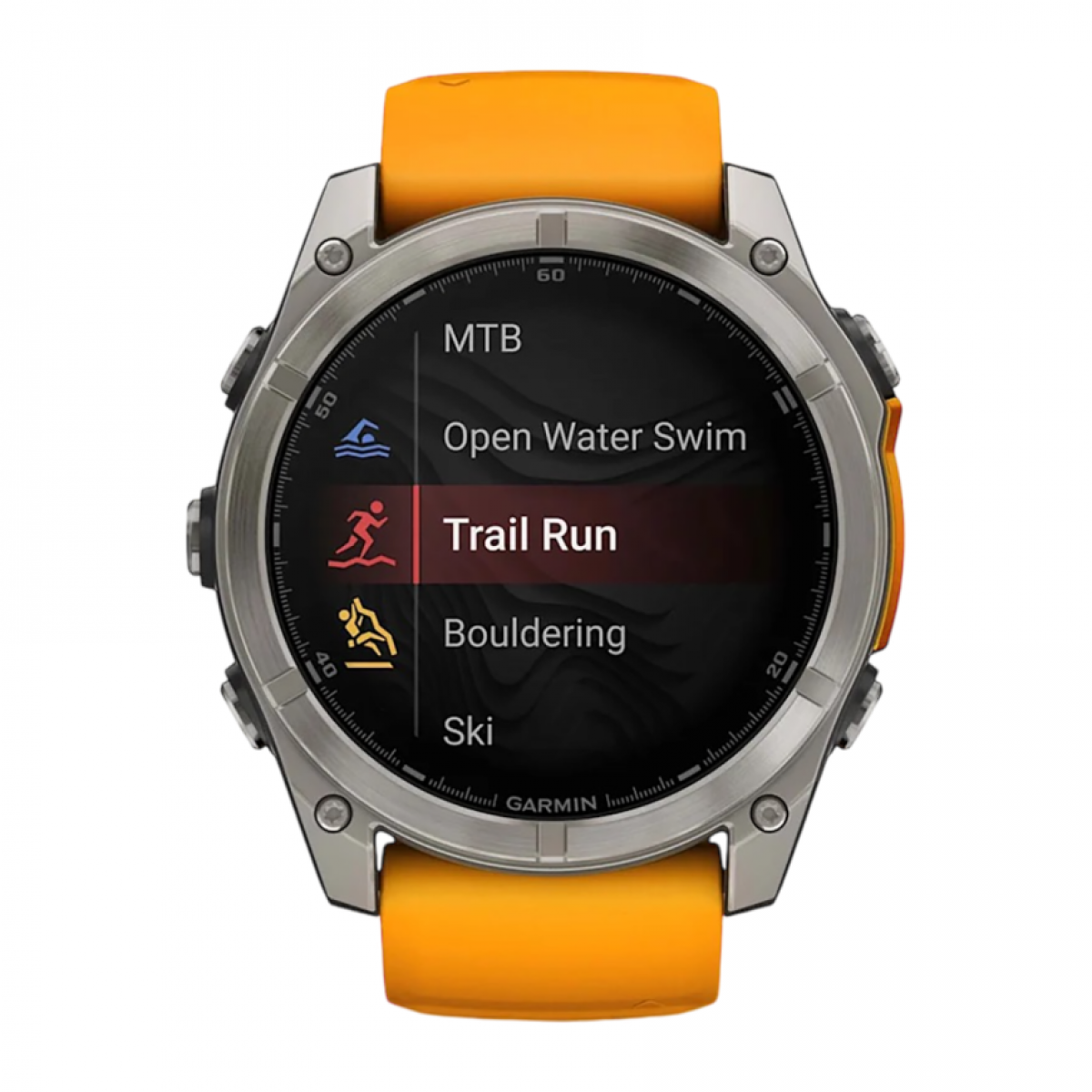 Умные часы Garmin Fenix 8 51mm Sapphire, Титановый серый, Ремешок оранжево-графитовый