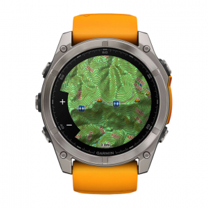Умные часы Garmin Fenix 8 51mm Sapphire, Титановый серый, Ремешок оранжево-графитовый