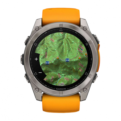 Умные часы Garmin Fenix 8 51mm Sapphire, Титановый серый, Ремешок оранжево-графитовый