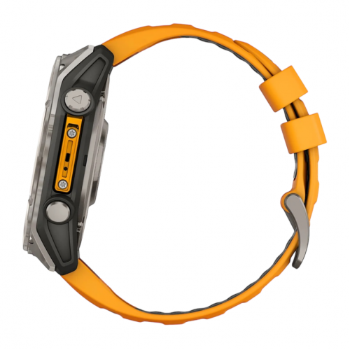 Умные часы Garmin Fenix 8 51mm Sapphire, Титановый серый, Ремешок оранжево-графитовый