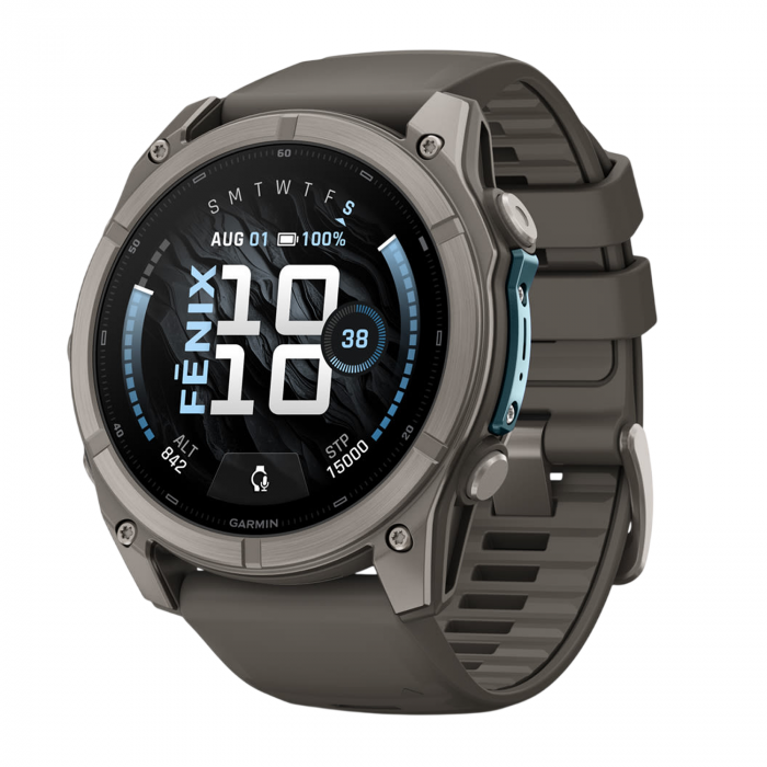 Умные часы Garmin Fenix 9 47mm, Титановый, Ремешок пепельно-серый