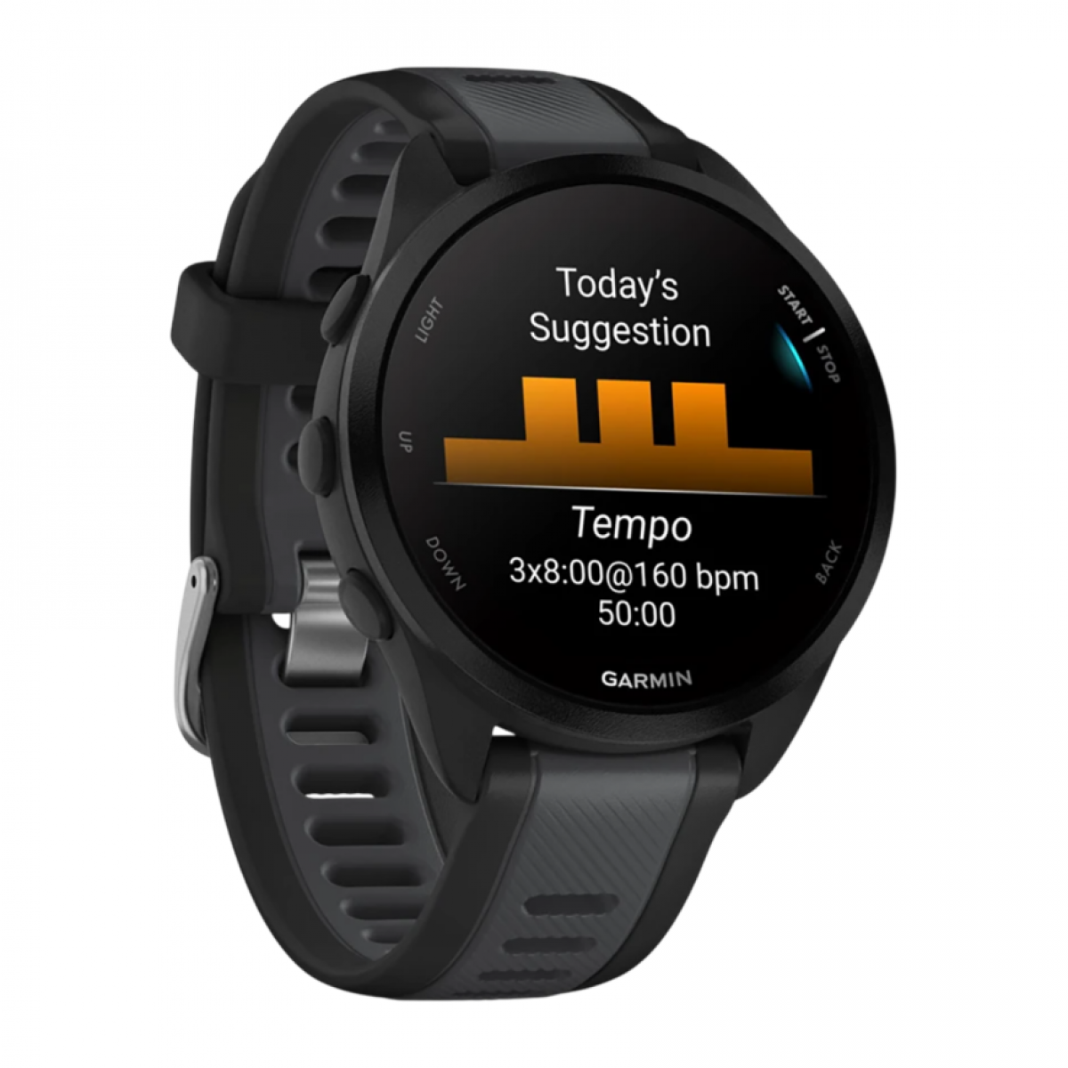 Умные часы Garmin Forerunner 165 Music Amoled, Черный, Ремешок черно-серый