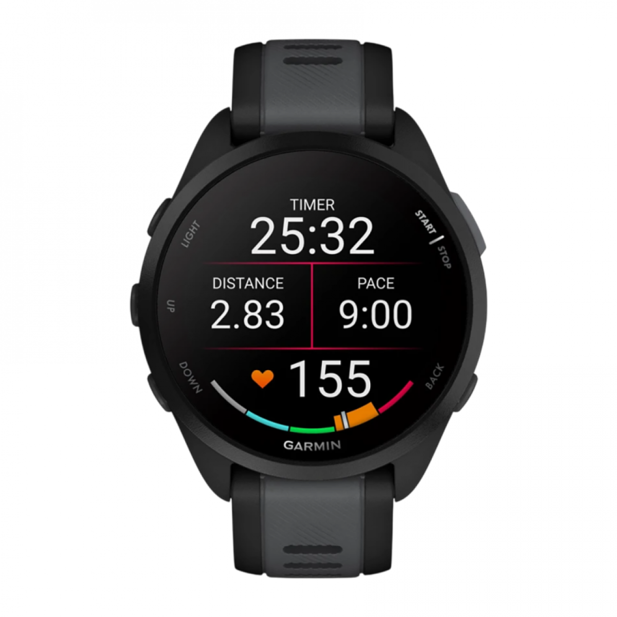 Умные часы Garmin Forerunner 165 Music Amoled, Черный, Ремешок черно-серый