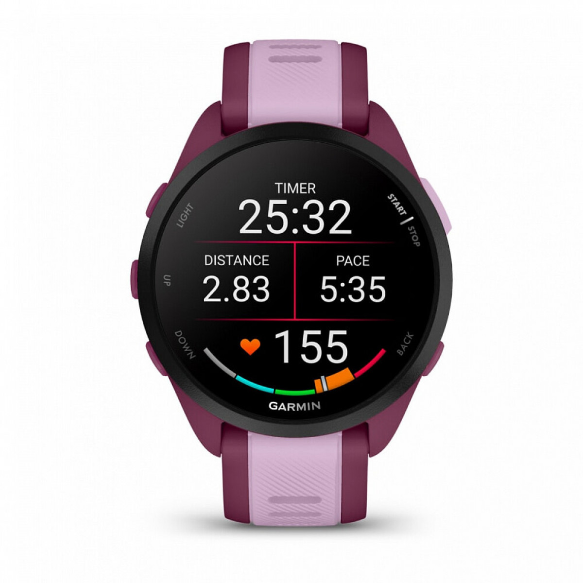 Умные часы Garmin Forerunner 165 Music Amoled, Лиловый, Ремешок розово-фиолетовый