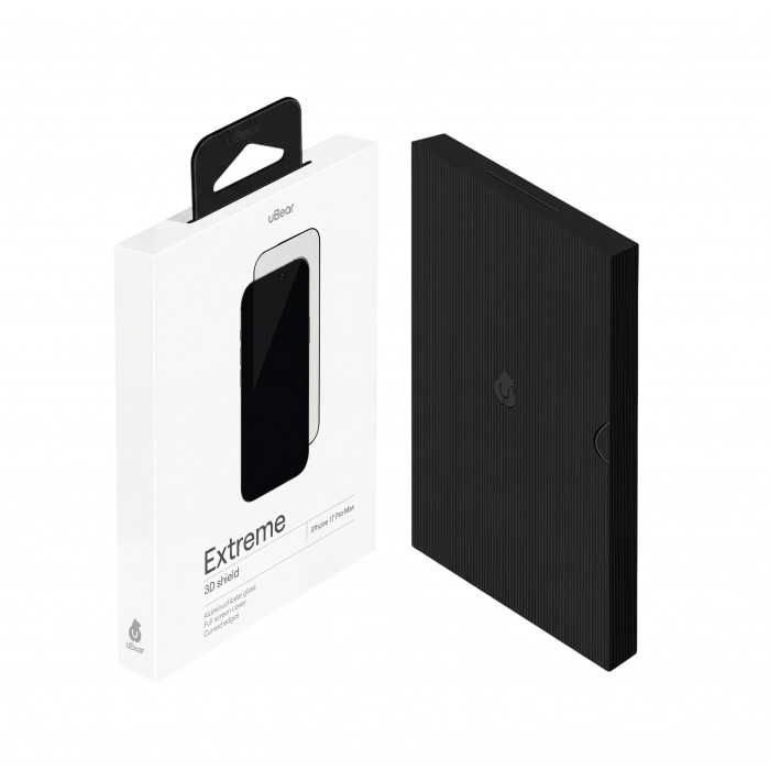 Защитное стекло Ubear Extreme 3D Shield для iPhone 17 Pro Max, черная рамка
